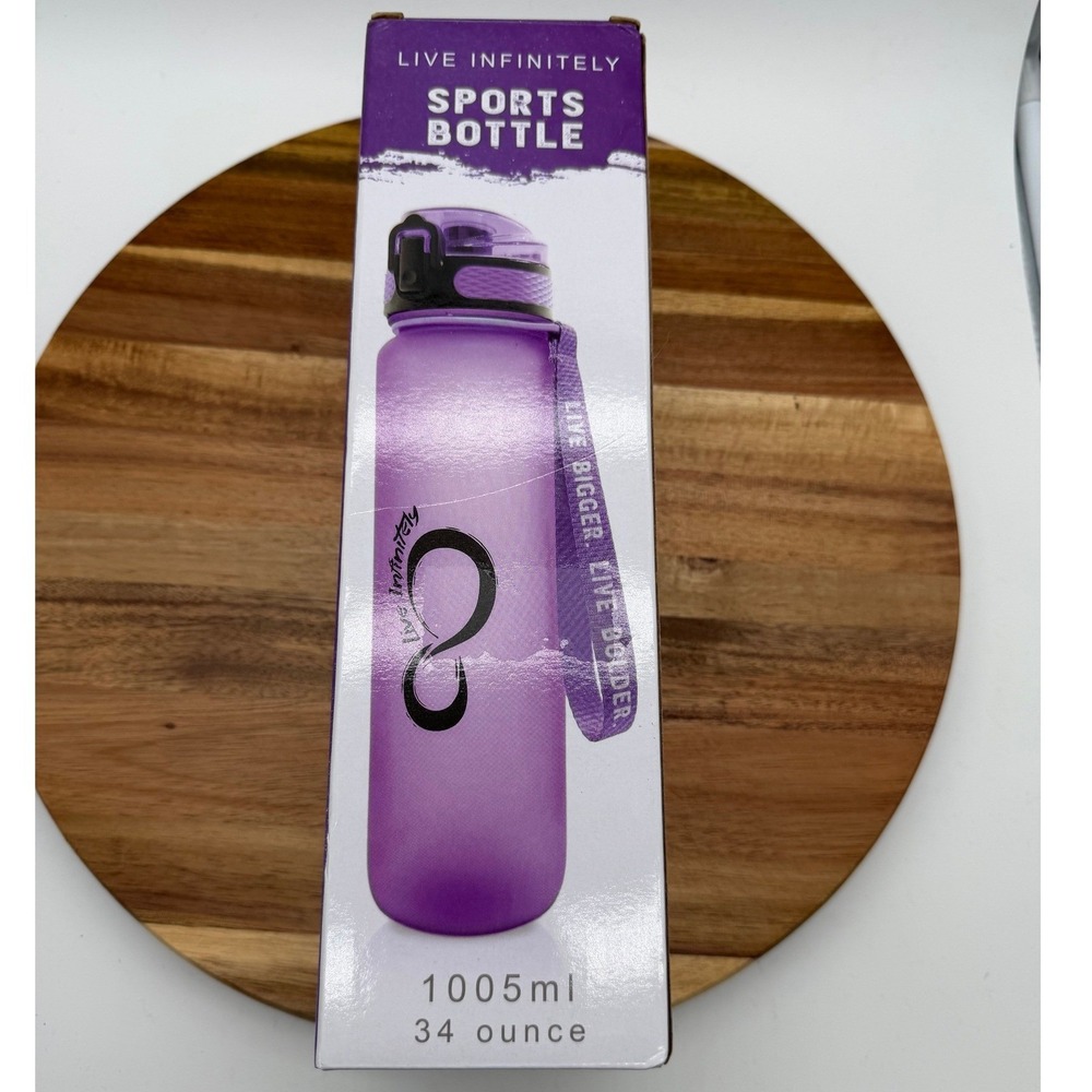 Live Infinitely 34oz Sports Bottle Purple Fruit Infuser Blender Ball BPA Free